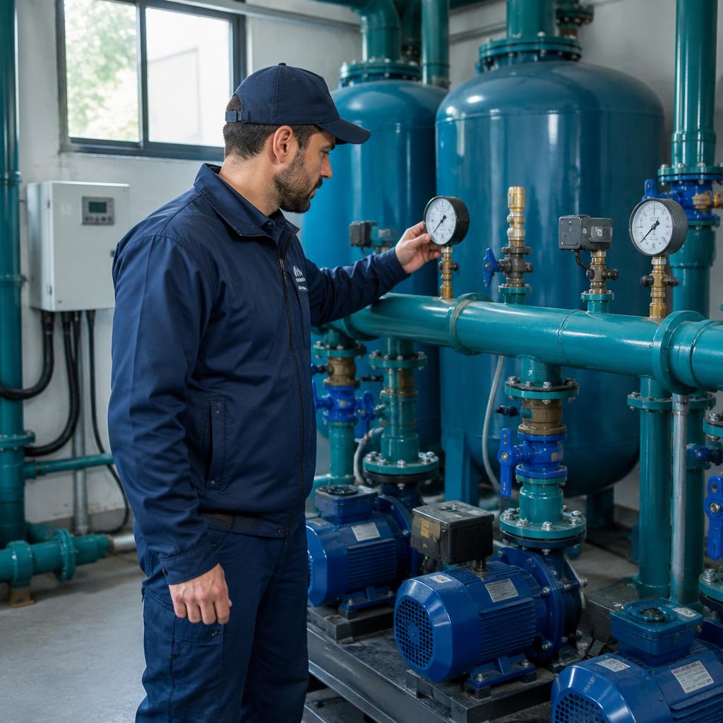 Área técnica de encanamento predial em condomínio